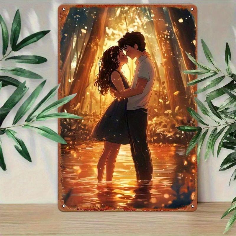 Peinture décorative métallique rétro pour la Saint-Valentin pour chambre à coucher de couples, salon, café, bar, restaurant