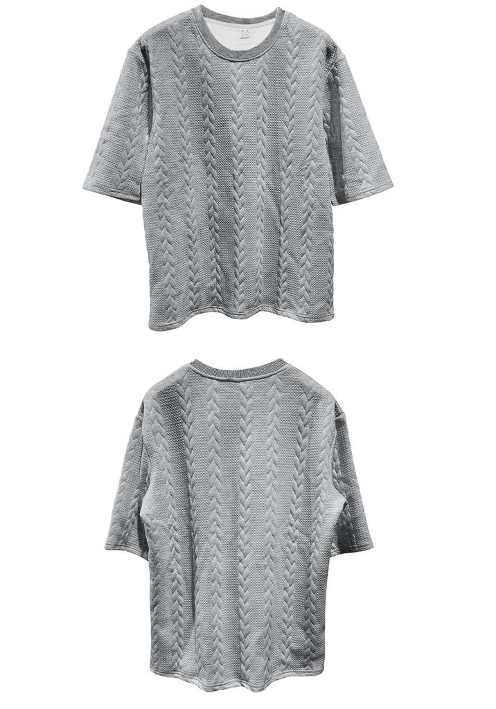 Men's Knit Jacquard Summer Casual Set: Round Neck Pullover & Shorts