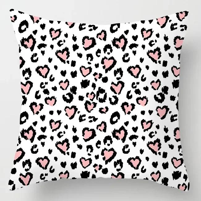 Hot Pink Roses Swan Feathers Geometric Cushion Cover Modern Fashion Nordic Simple Pillowcase Home Decor Sofa Throw Pillows Cover