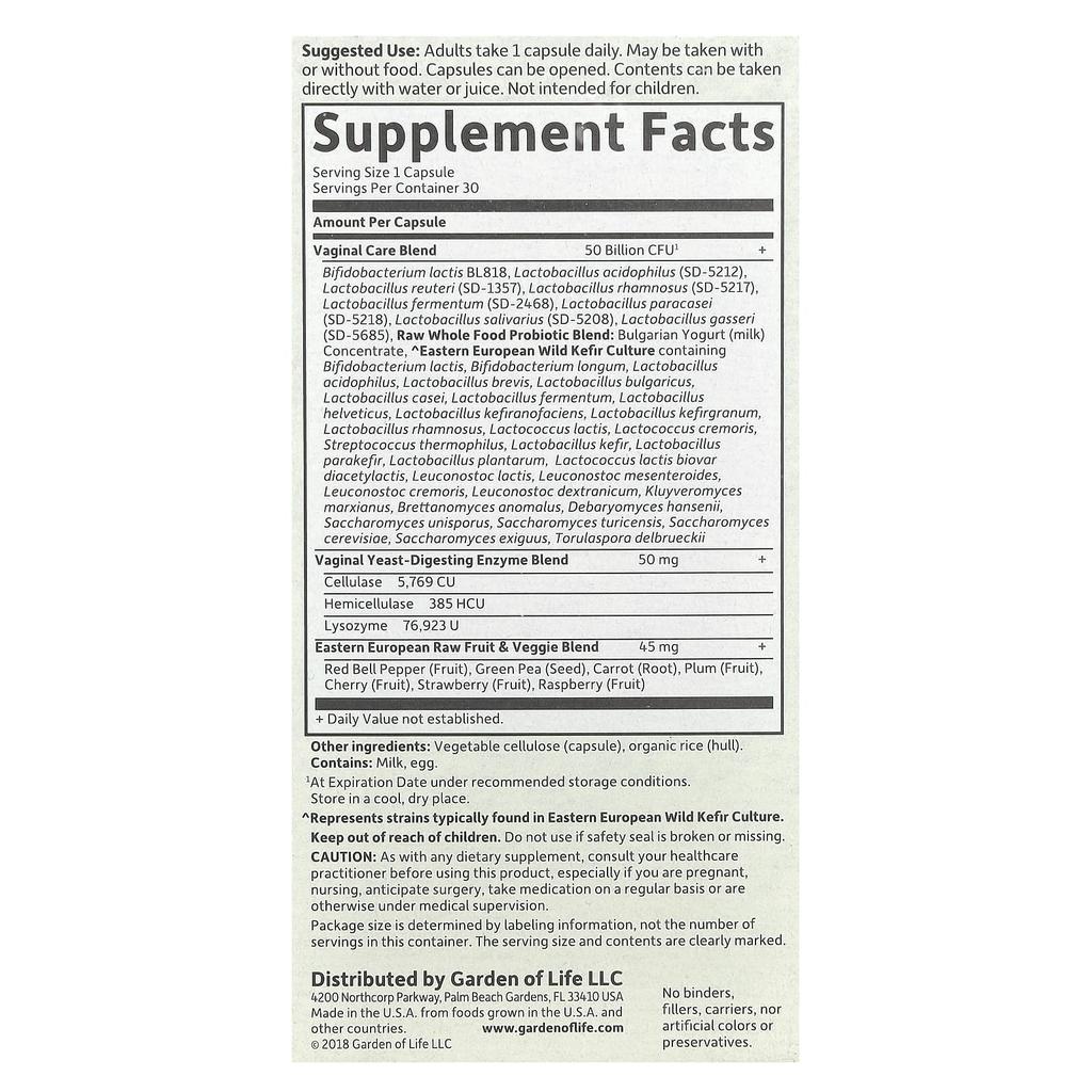 Raw Probiotics Vaginal Care, 30 Veggie Capsules