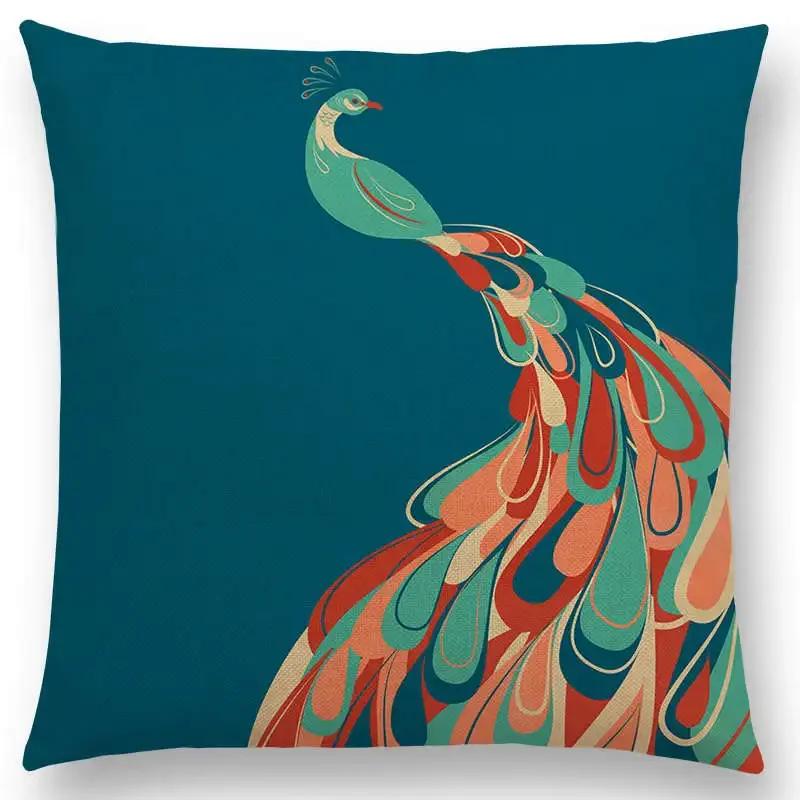 Najnowsze Wspaniałe Kolorowe Ptaki Sztuka Abstrakcyjna Paw Wrona Sowa Orzeł Koliber Poszewka na Poduszkę Sofa Poduszka Dekoracyjna