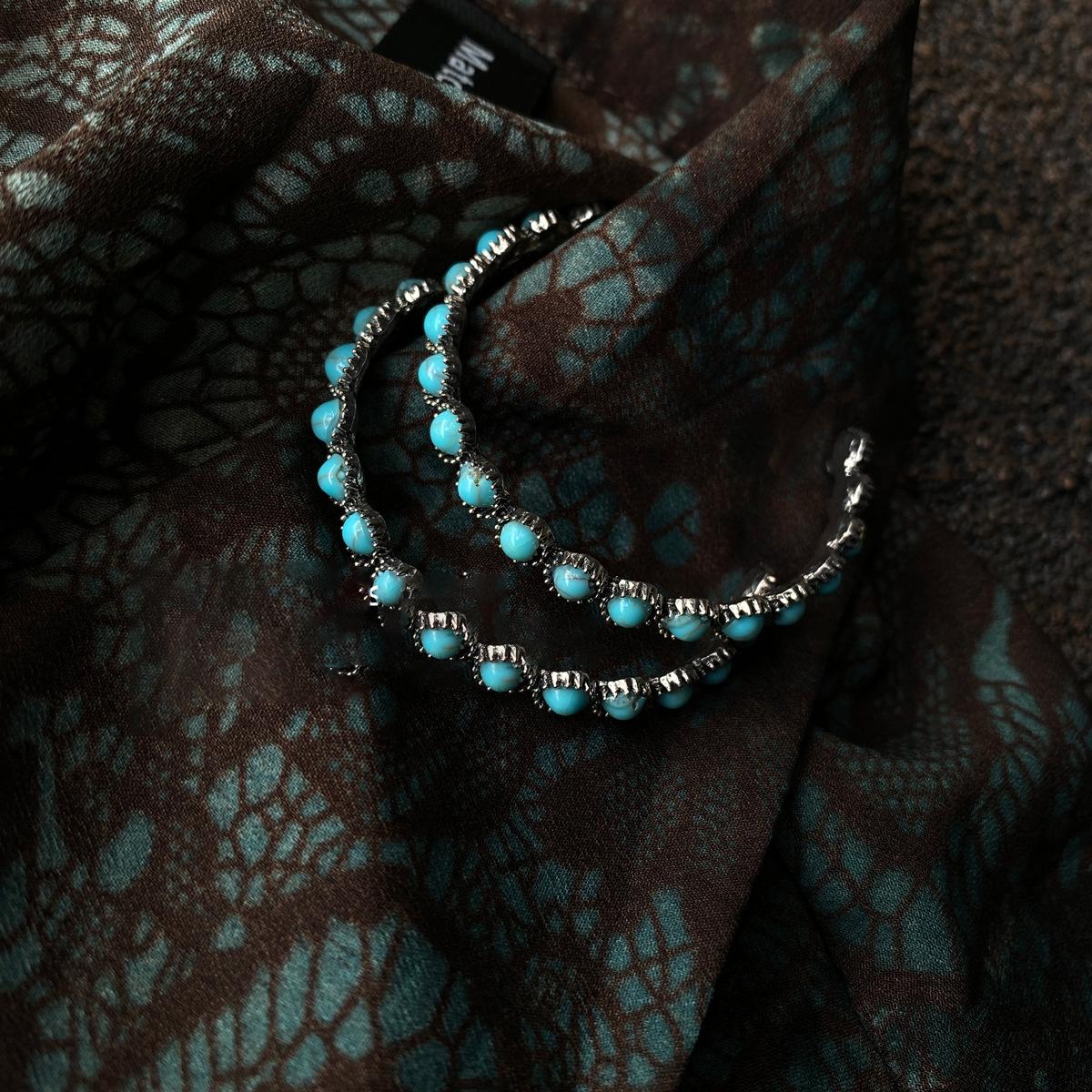 

Круглые серьги с синими камнями в стиле ретро, серьги-гвоздики, легкие, роскошные, модные, универсальные, высококачественные серьги