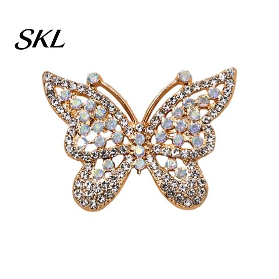 Butterfly Shape Brooch Rhinestone for Women, Vintage Lapel Secure Clasp Pin Pin, Hats Clothes Dress Decorative Jewelry Accessories Electroplated