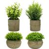 [Supervised by an Interior Psychologist] Fogman Faux Greenery Tabletop Small Potted Plants, Realistic Decor, Set of 4