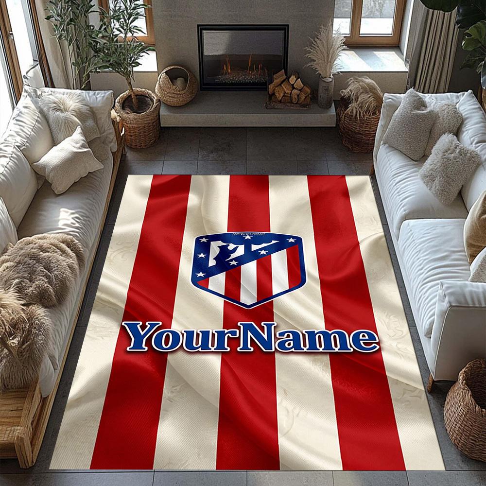Atletico Madrid Customizable Name Carpet Design for Playrooms Dining Room Kitchen Study room Antislip Carpet Anime Office Decor Spiritual Gift
