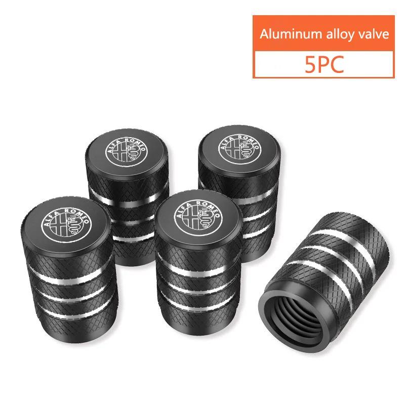 

For Alfa Romeo 2026 Hot Sticker 5Pcs Car Tire Valve Caps Auto Tyre Air Stem Dust Cover for Car Styling For Alfa Romeo Giulietta чёрный