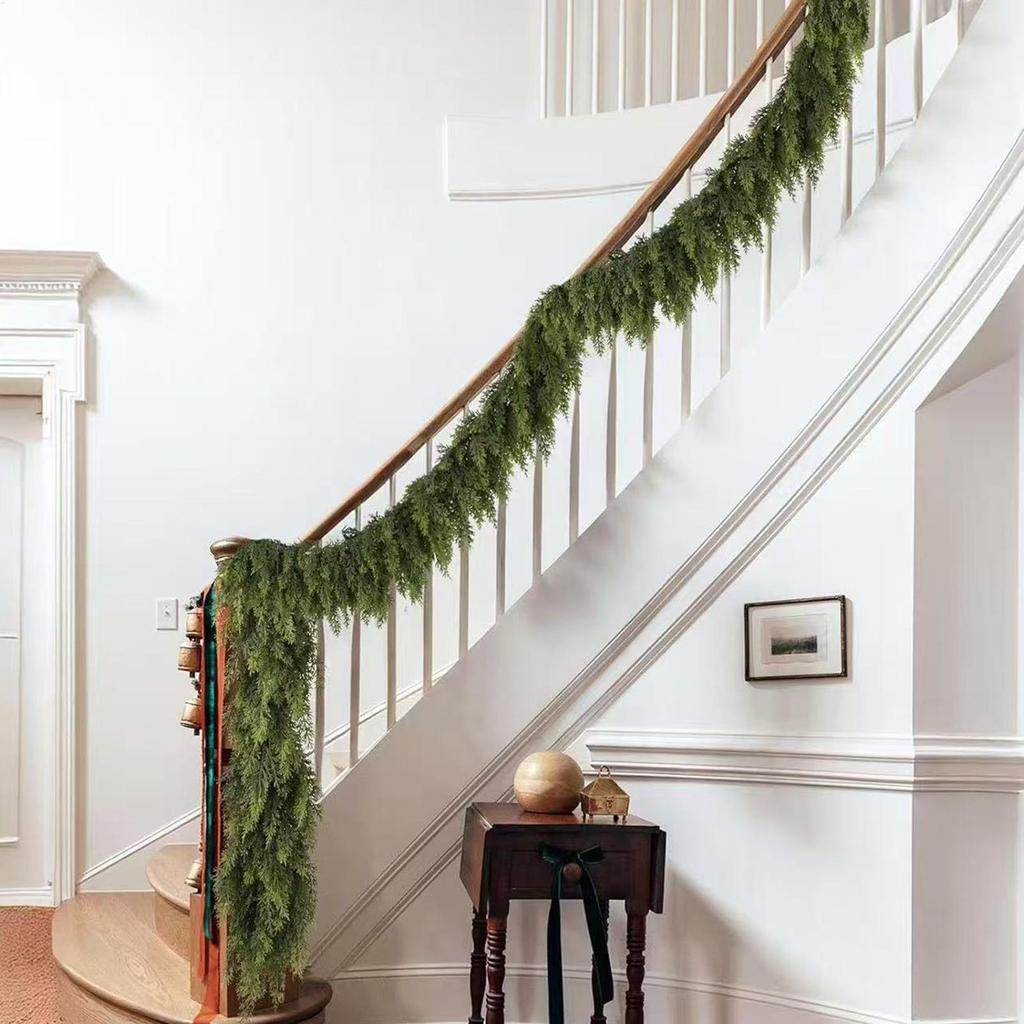 Christmas Garland Soft Weather-Resistant Festive Decoration Artificial Greenery Cedar Garland for Indoor Outdoor Fireplace