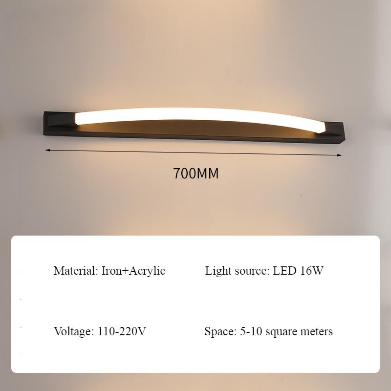 Modern Simple Square Bar Acrylic Black Golden Wall Light Entrance Lighting In Front of The Dressing Table Mirror Bedside Lamp