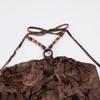 Retro Print Beaded Halter Crop Top for Women - Vintage Slim Fit