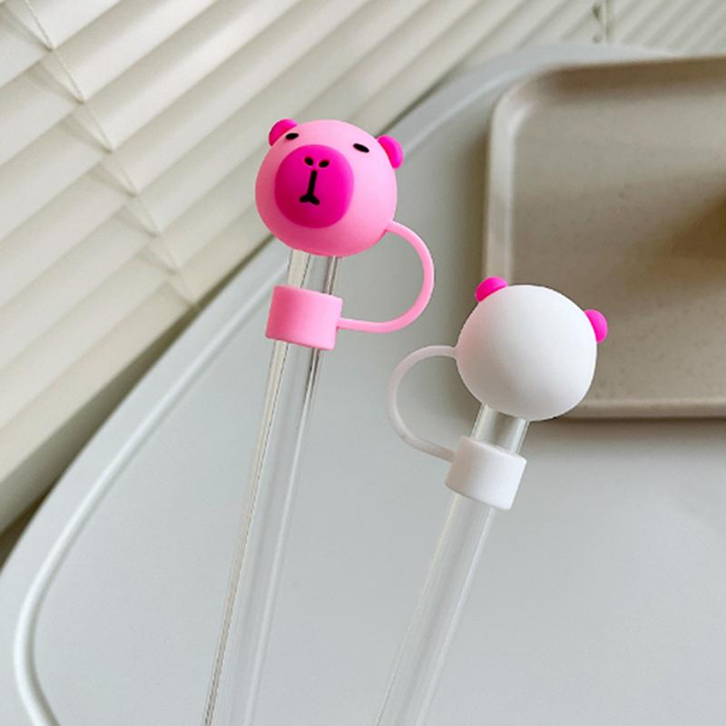 10mm Cartoon Capybara Silicone Straw Tips Drinking Dust Cap Splash Proof Plugs Cover Creative Cup Accessories Straw Sealing Tool