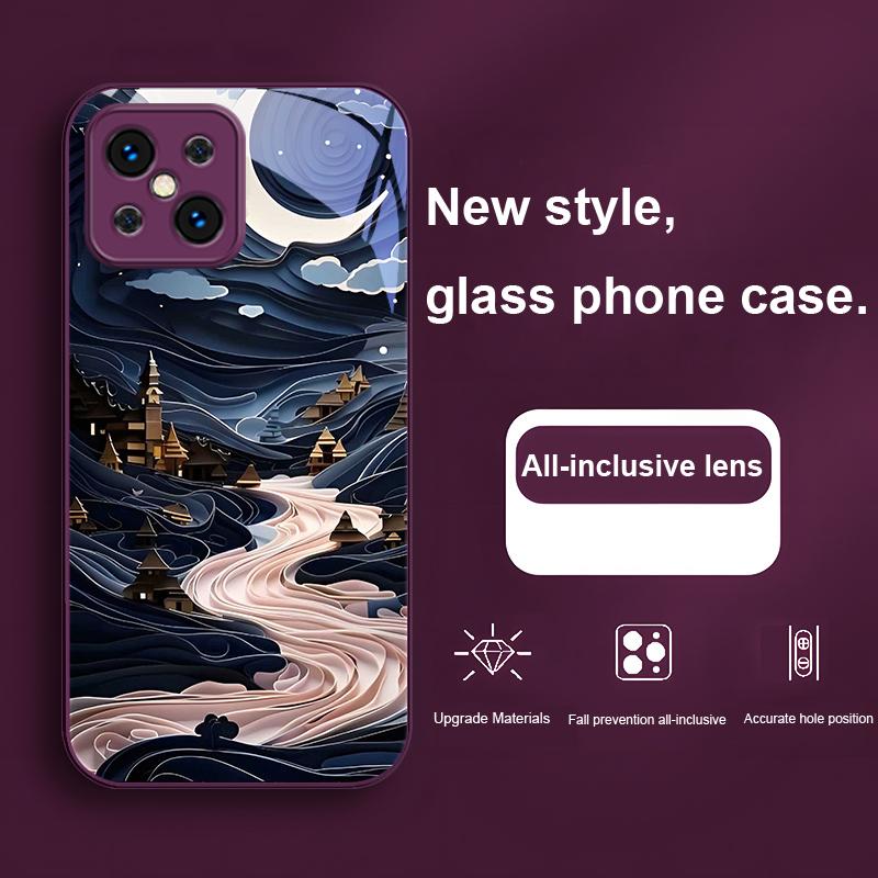 

Светящаяся Масляная Живопись Для Find X5 X3 Lite Reno 6 4Z 5G OPPO A72 79 73 58 A54S OnePlus Nord N200 Закаленное Стекло Чехол для Телефона For Find X5