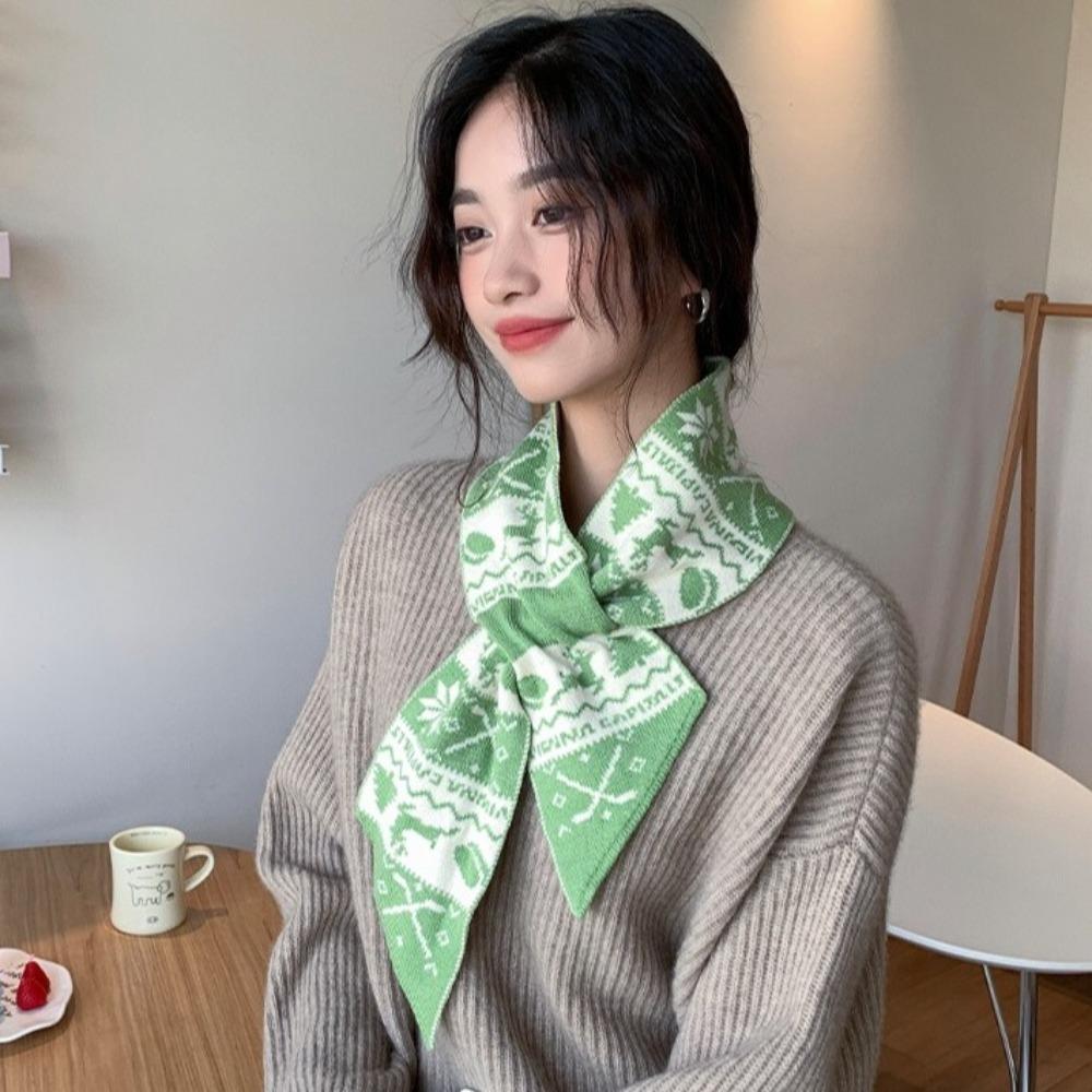 Jacquard Winter Knitted Scarves Korean Style Woolen Neckerchiefs Casual Women Scarf  Christmas