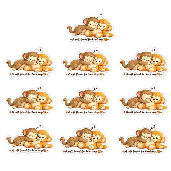 

10 Sheets Funny Monkey Hugging Plush Toy Stickers Quirky Vinyl Decals for Laptops Water Bottles Luggage Skateboards Waterproof DIY Crafts for Home Q