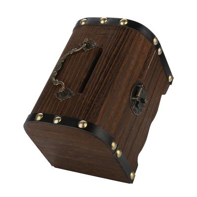 1PC Holz Sparschwein Sichere Spardose Einsparungen Holzschnitzerei Handarbeit Vintage Retro Kind Bargeld Münze Aufbewahrungsbox