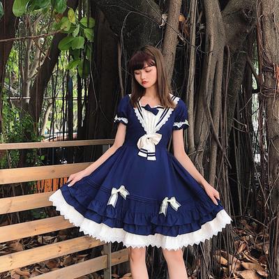 Abito da Principessa Estivo Blu Navy Stile Marinaretto LOLITA