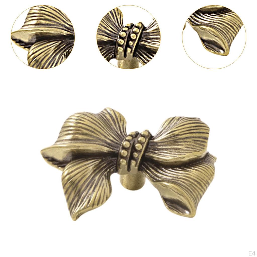 Bow Drawer Handle Cabinet Vintage Brass Door Knob for Cupboard Living Room