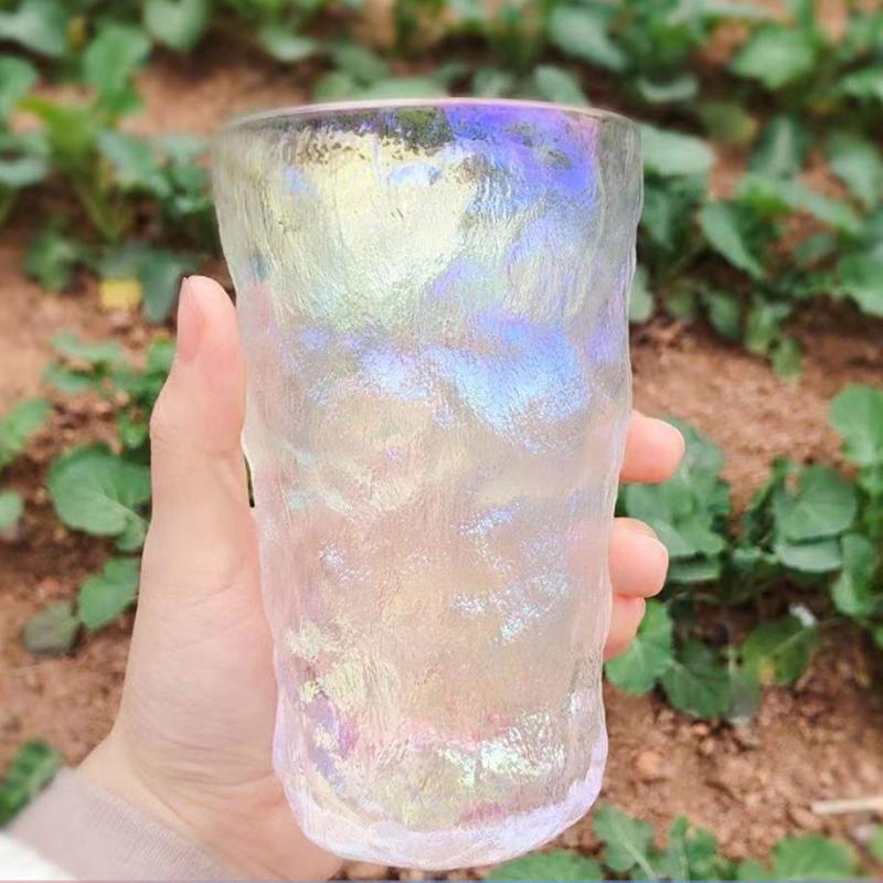 2pcs Colored Milk Cups 300ml/400ml Glacier Cup Simple Household Luxury Colorful Tree Pattern Glass Drinkware Wholesale Water Cup