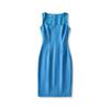 Women's Gray Vest Suit Dress - Retro Sleeveless Sheath with Waist-Cinched High-End Style