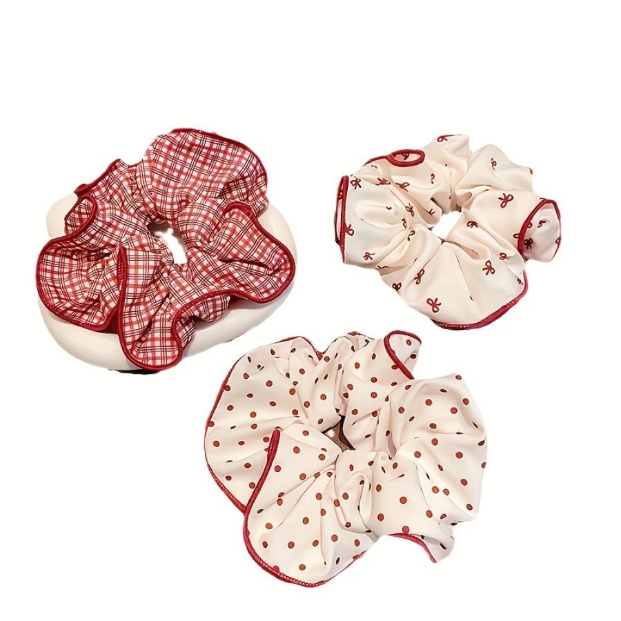 3pcs Fashion Scrunchie 3-in-1 - Bow/Polka Dot/Plaid Headband, Women's Exquisite Hair Accessories Gift Box, Hair Tie for Daily and Dinner Use