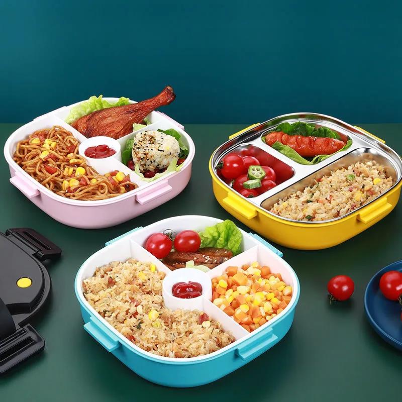 304 Nerezový izolovaný obědový box lze ohřívat v mikrovlnné troubě Student Office Worker Bento Box Dětský přihrádkový super izolovaný obědový box