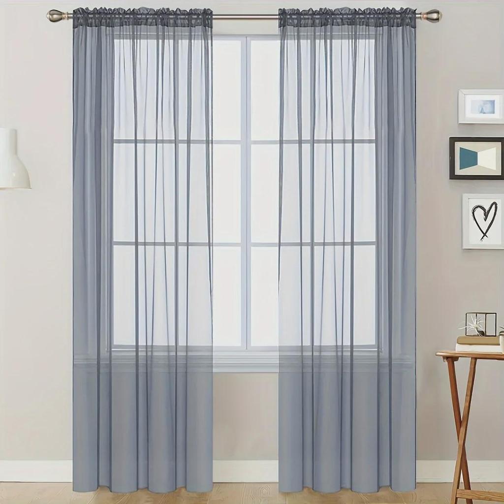 Solid Color Double String Terylene Semi-Light-Blocking Gauze Curtain