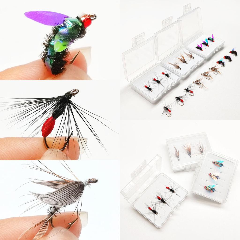 3Box Bundle(Total 9Pcs Flies)- Fly Fishing Flies Artificial Wet Flies Bait for Trout/Bass Artificial Nymphs Bait Fish Bait