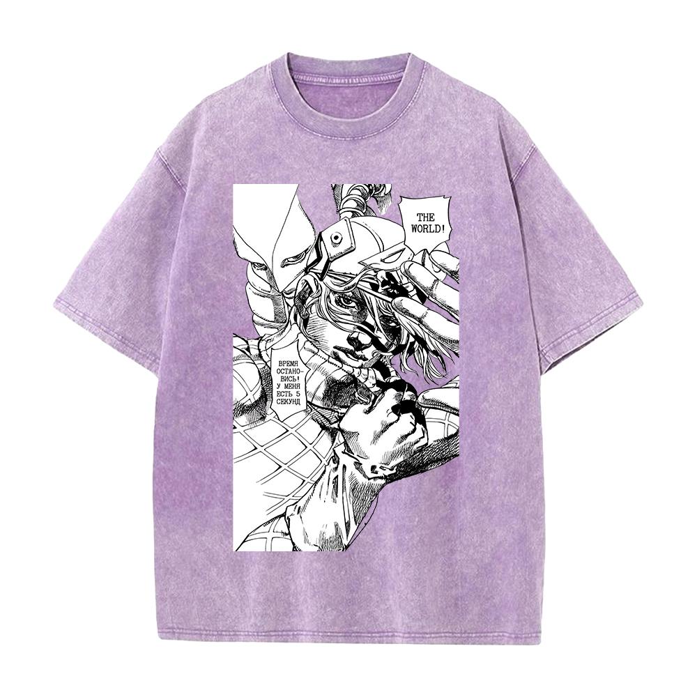 

Аниме JoJo s Bizarre Adventure Брандо Диего Печатная Футболка Мужская Женская Хлопковые Футболки Винтажная Стиранная Футболка Харадзюку Мужская Футболка S фиолетовый
