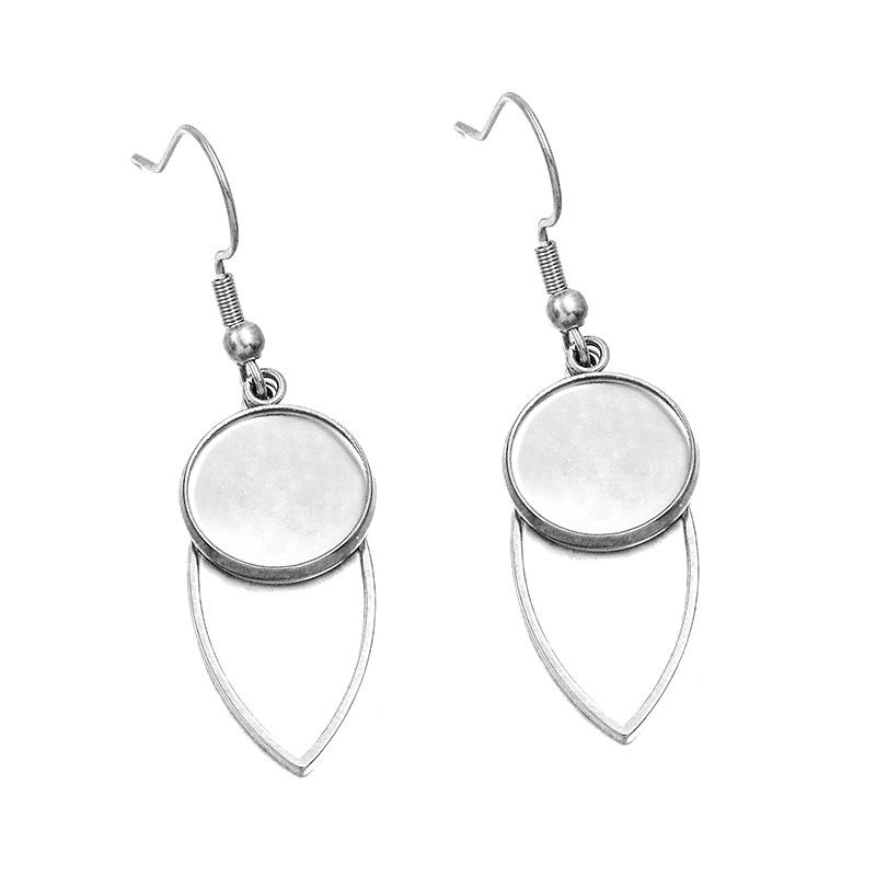 10 Styles Stainless Steel 12mm Time Gem Base Geometric Irregular Earring Hook Pendant