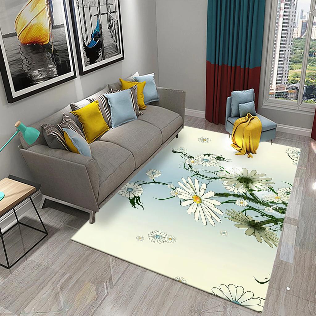 Little Daisy Flower Carpet Butterfly Flower Carpet Bathroom Anti-slip Rugs Living Room Bedroom Entrance Home Decor Mat Carpet