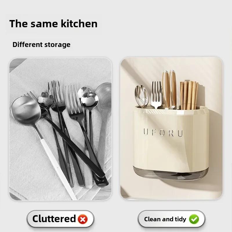 1/2/4PCS Chopstick Storage Box Multi Functional Kitchen Storage Rack Knife Block Drainage Cutlery Rack Spoon Fork Organizer Rack