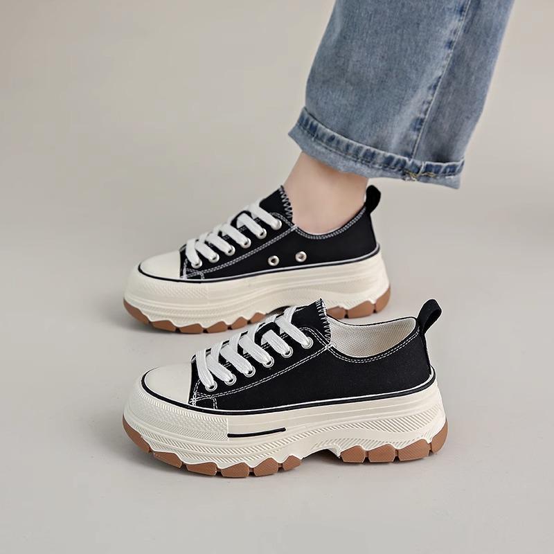 Popular platform canvas shoes women's 2025 new casual shoes muffin women's shoes heightening versatile sports little white board shoes