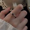 Trendy Black Rhinestones Heart Silver Color Twist Metal Charms Rings For Women Party Adjustable Ring Elegant Jewelry Gift