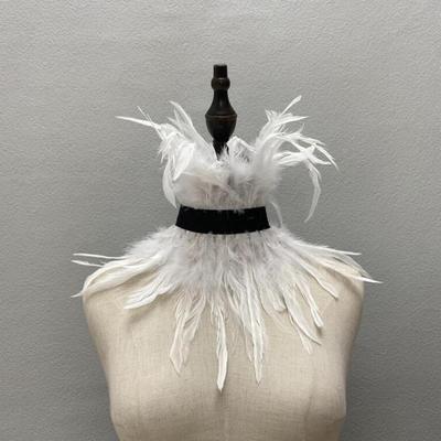 Seksualūs nėrinių siūlai moteriški kaklo rankovės dirbtinės plunksnos netikra apykakle Punk vakarėlis Cosplay netikras šalikas madingi aksesuarai