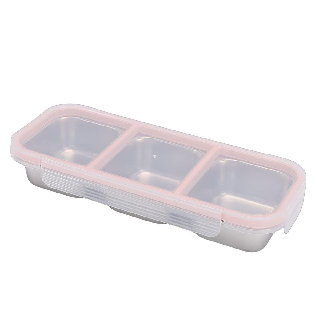 Snack Container   Proof Stainless Steel 3 Compartments Easy Cleaning Metal Snack Container