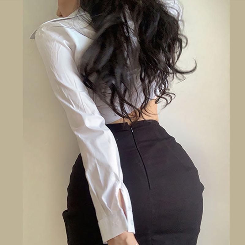 Women's Blouses Harajuku White Shirts Slim Tunic Office Wear Ladies Korean Style Long Sleeve Tops Button Up Clothes