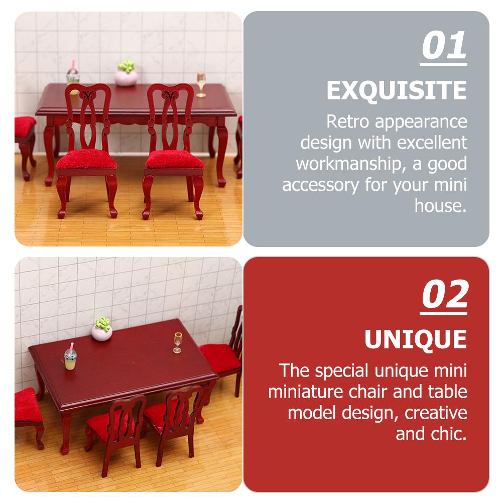 1 set Miniature Retro Dining Chair Table Set Wooden 1 12 Scale Furniture Accessories For House Decoration Kids Pretend Play Toy