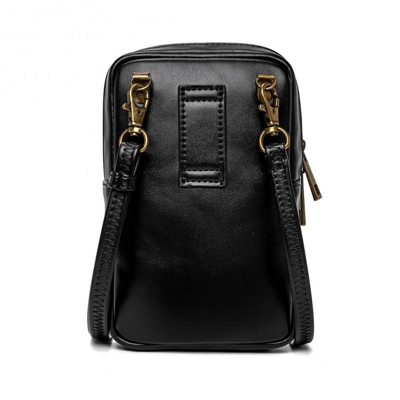 Womens Small PU Crossbody Bag With Skull Studs Phone Pocket Vertical Square Shape Daily Use