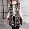 Women's Fashionable Casual Leopard Print Autumn/winter Sleeveless V-neck Jacket