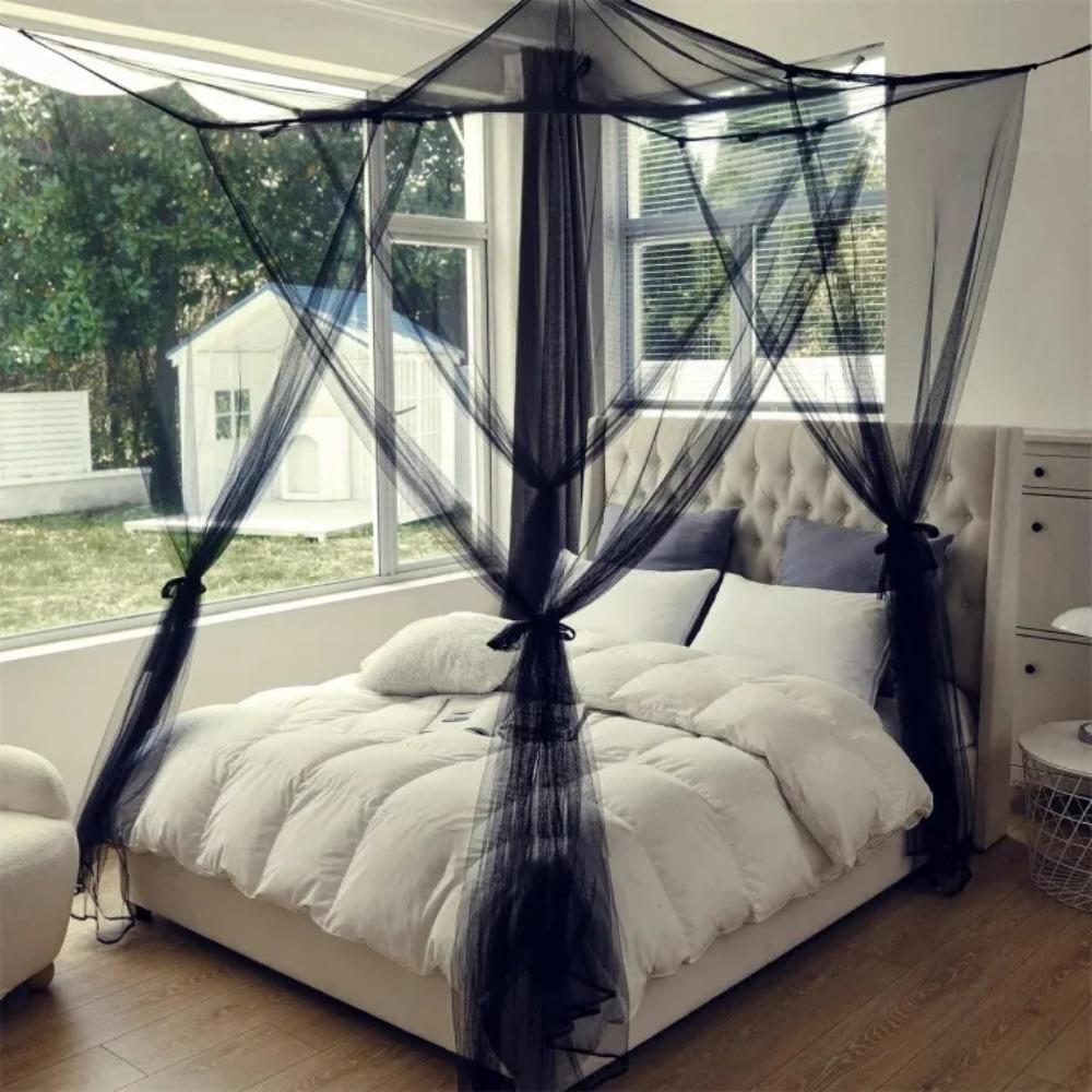Square Mosquito Net Portable Four Corner Post Prevent Insect Outdoor Grace Canopy Palace Net Home Textile for King Size Bed