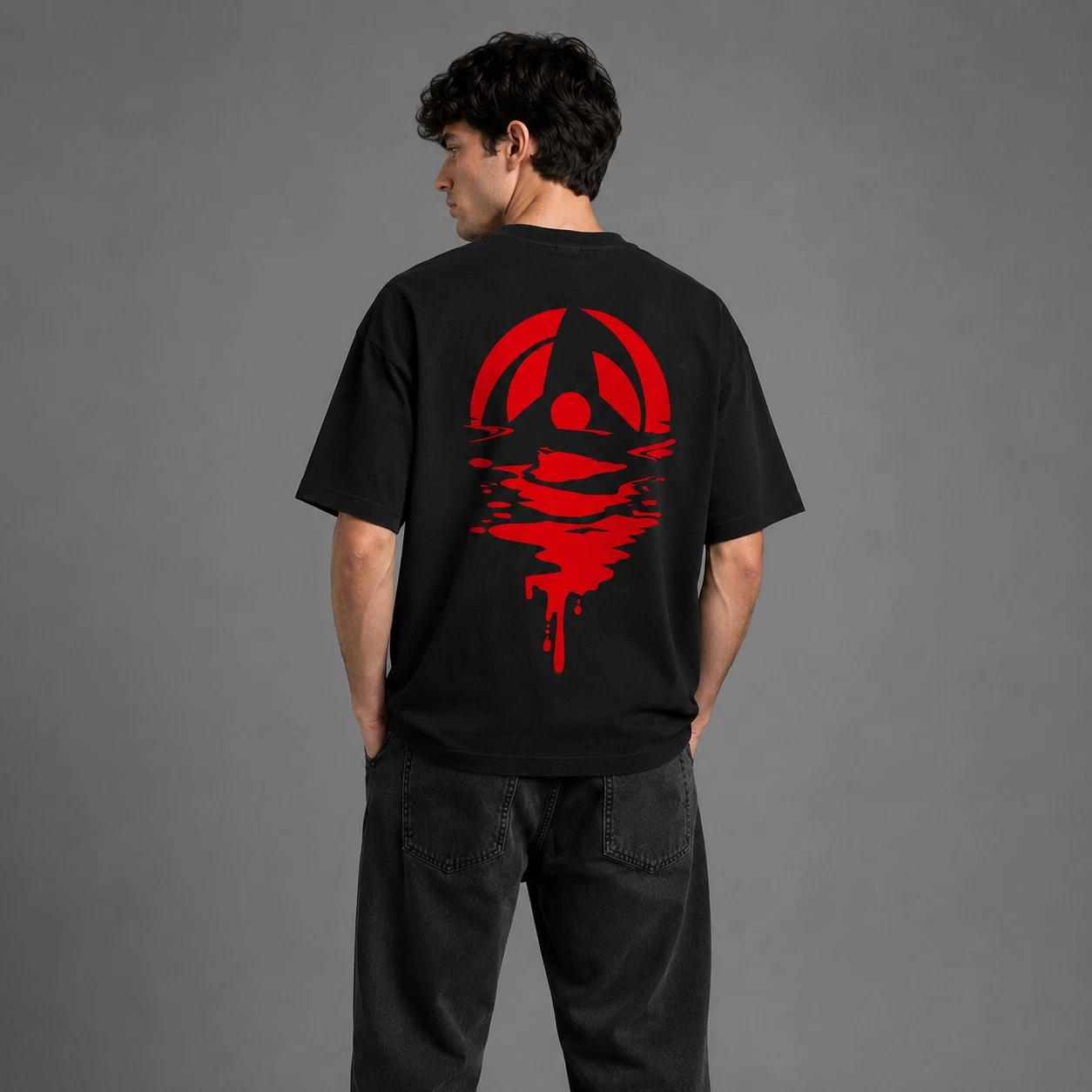 Men’s Oversized Graphic Tee Japanese Anime Style Streetwear Heavy Cotton T-Shirt 3XL