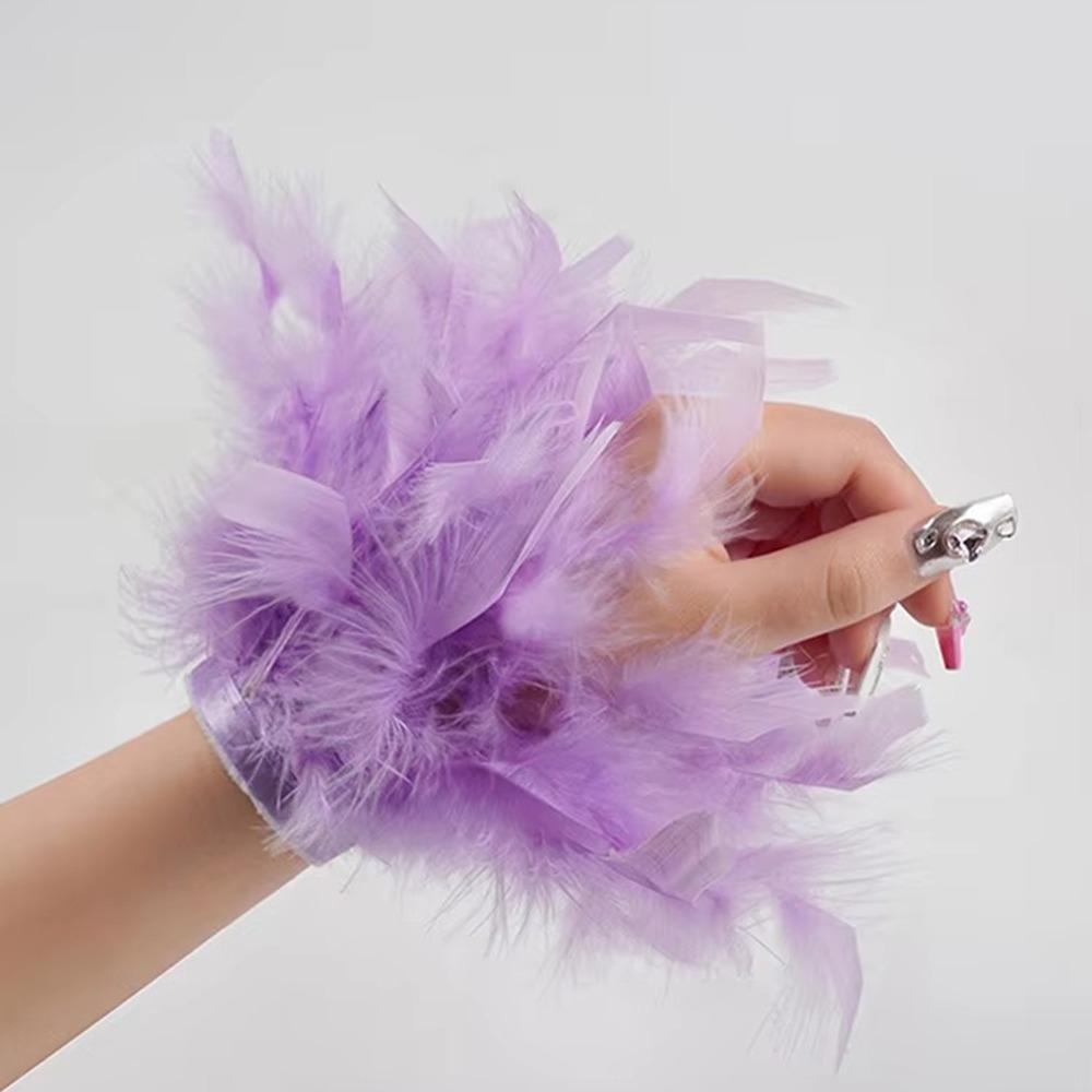 Removable Plush Wrist Cuffs Feathers Nail Ornament Wristband Sexy Bracelet Sleeves  Nail Decor
