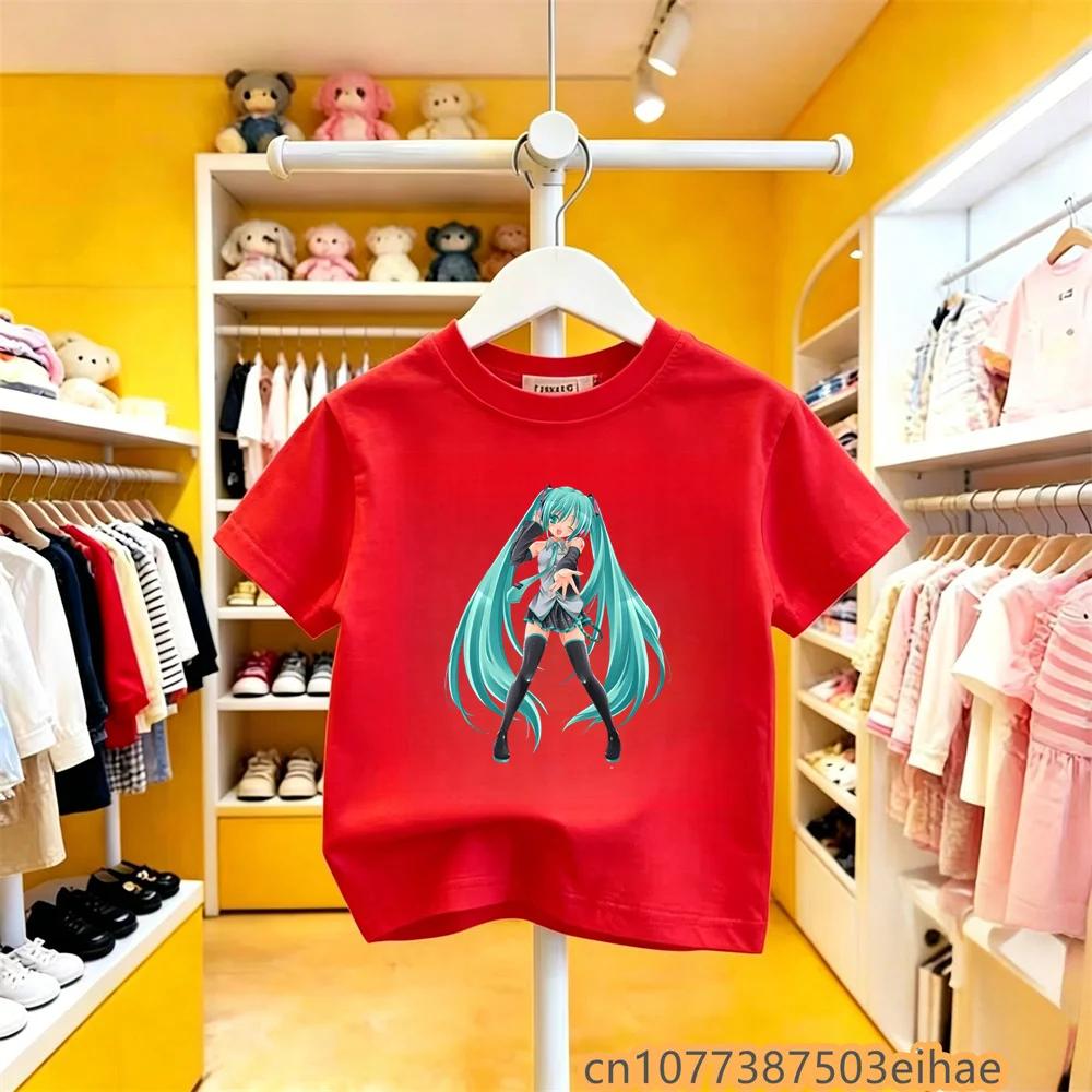 Retro Classic Hatsune Miku Joint Pure Cotton Short Sleeve Anime Printed Casual Unisex TShirt Vintage Style Daily Leisure Wear