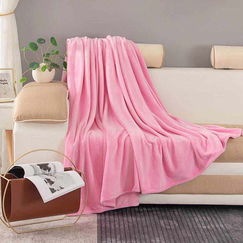 Solid Color Thickened Flannel Coral Velvet Blanket - Dual-sided for Bed or Office Nap
