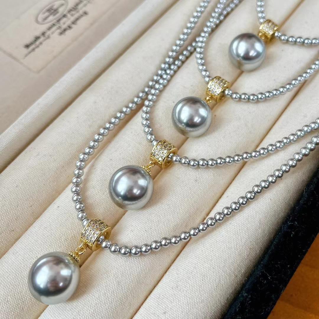 

Vintage French High-End Shi Jia 616 Real Hemp Pearl Necklace Women S Versatile Round Pendant Strong Light