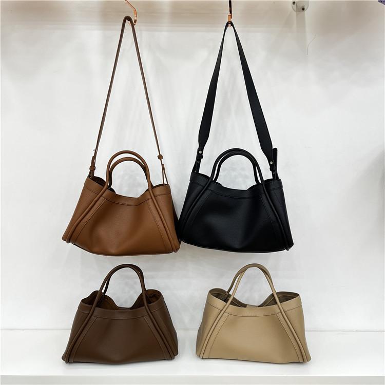 Large Capacity, Simple Style, Versatile Commuting, Lychee Patterned Soft Leather Shoulder Bag, Crossbody Carrying Handle, Mother