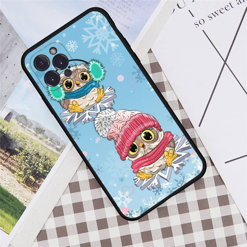 Animal Cute Cartoon Owl Phone Case For iPhone 6 7 8 Plus 11 12 13 14 Pro SE 2020 MAX Mini X XS XR Back Funda Cover