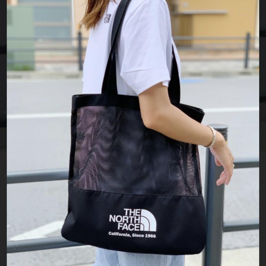 

[USED] Pre-owned Korea-exclusive authentic North Face mesh tote bag in black.