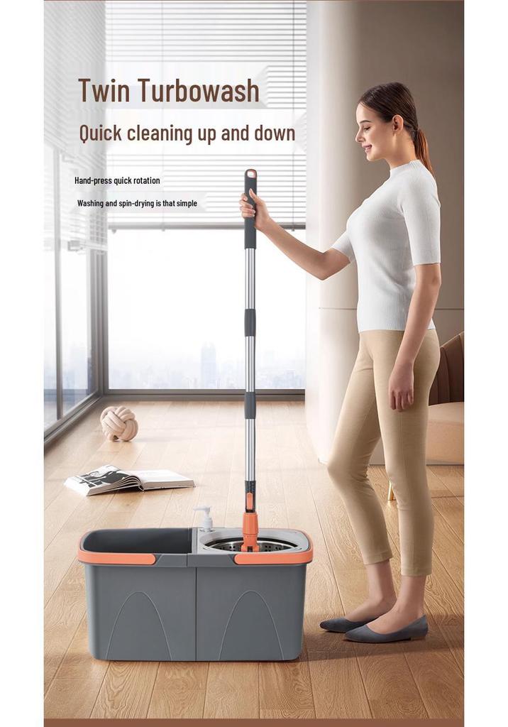 Dual-Use Rotating Mop & Bucket Set for Easy Dry/Wet Cleaning