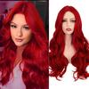 Synthetic Long Red Mermaid Wig for Women Natural Looking Curly Wavy Hair Wigs for Daily Party Use Heat Resistant Fiber