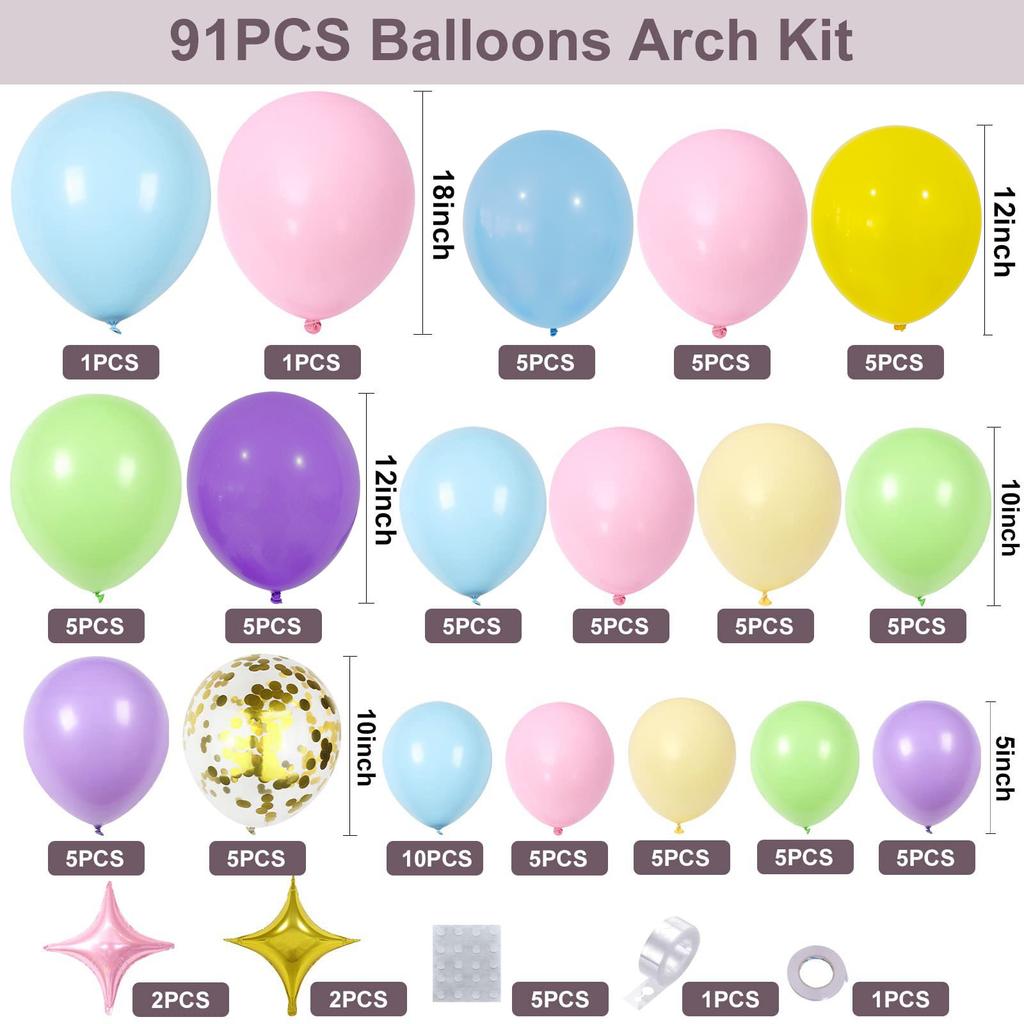 91pcs Wedding Decoration Macaroon Latex Balloons Wedding Party Balloon Birthday Party Decorations Kids Colorful Air Balls